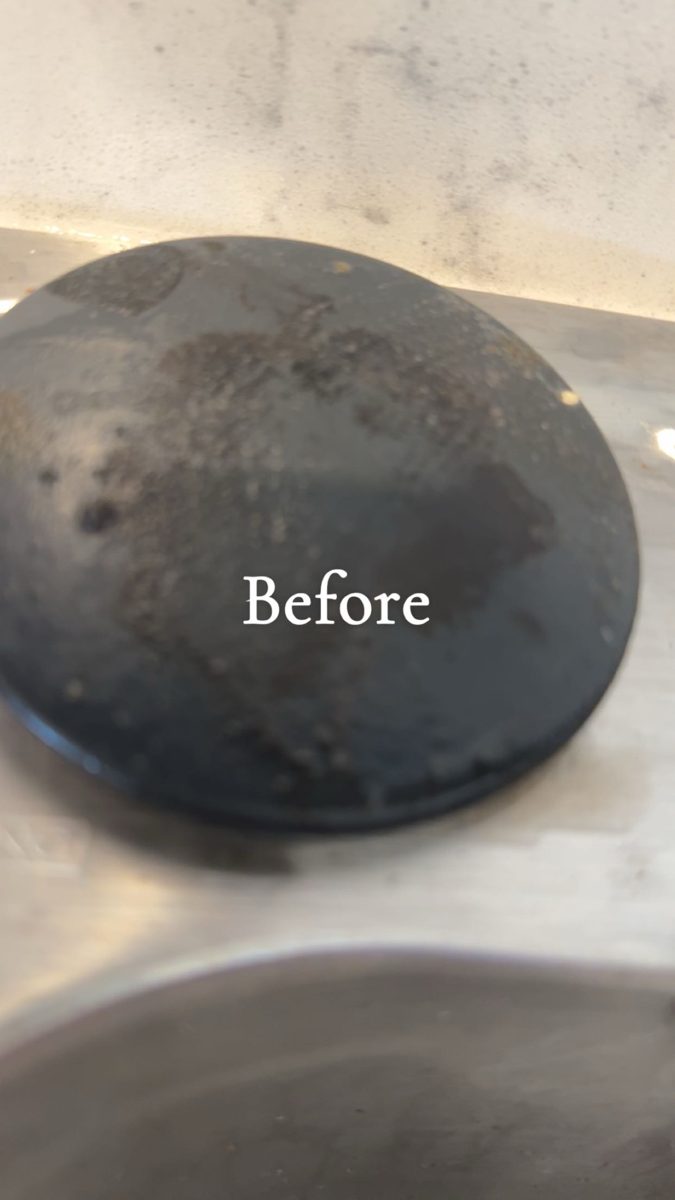 Stove burner cap before cleaning