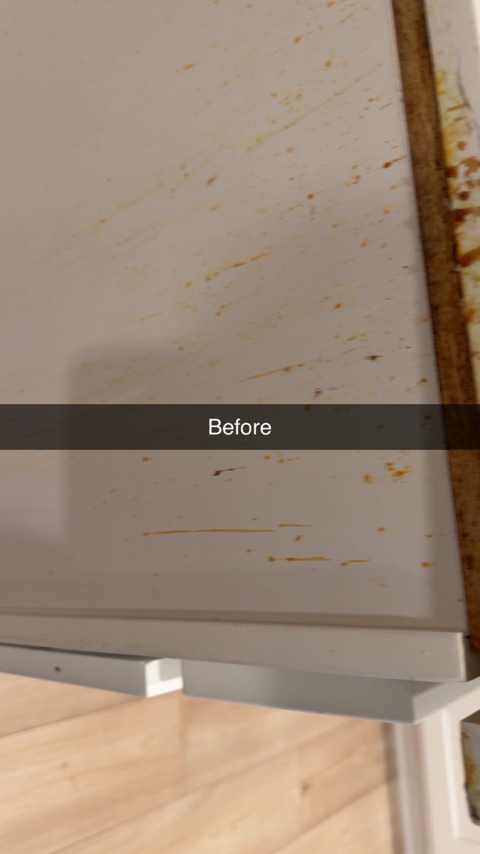 Cabinet front before cleaning