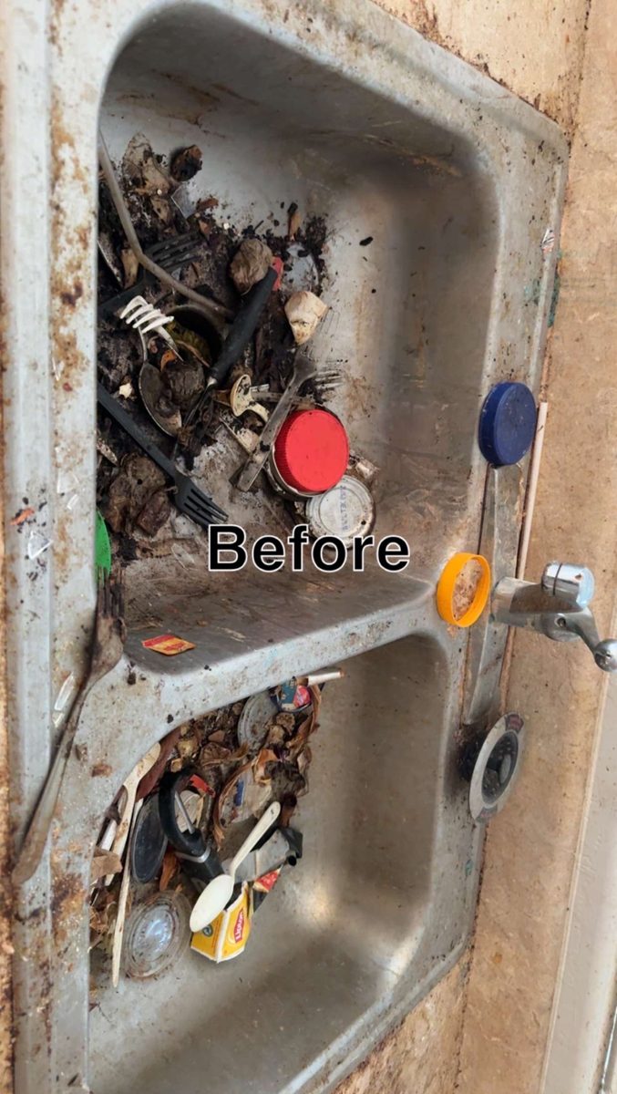 Kitchen sink before cleaning